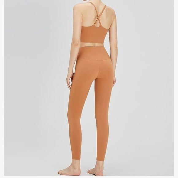 Yoga Pants Womens L Yellow Leggings High Waisted Tummy Control Workout Pants OC4 - Picture 8 of 8